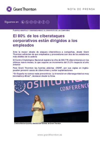 El 80% de los ciberataques corporativos están dirigidos a los empleados