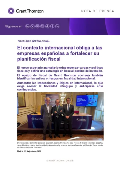 Empresas españolas deben fortalecer su planificación fiscal