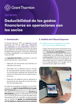 Deducibilidad de los gastos financieros en operaciones con los socios