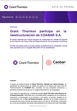 Grant Thornton participa en la reestructuración de COABAR S.A.