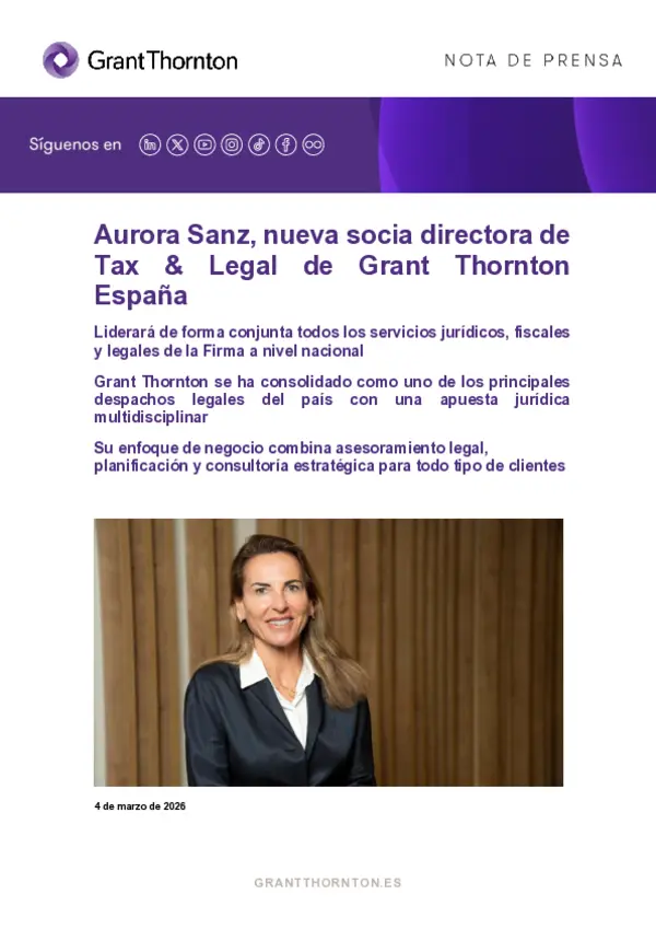 Aurora Sanz, nueva socia directora de Tax & Legal