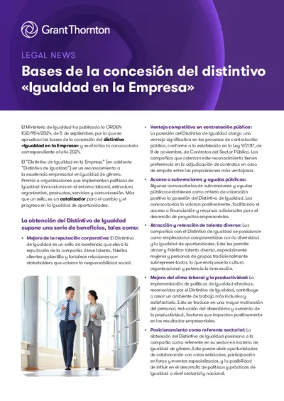 Bases de la concesión del distintivo «Igualdad en la Empresa»