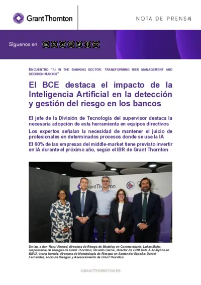 IA en banca: BCE subraya impacto en detección de riesgos