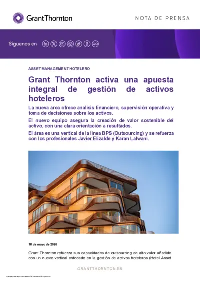 Grant Thornton y la gestión de activos hoteleros