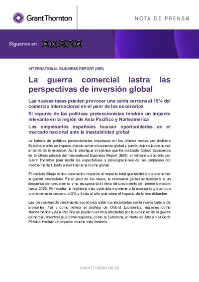 La guerra comercial lastra las perspectivas de inversión