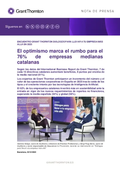 El optimismo guía al 76% de las empresas medianas catalanas