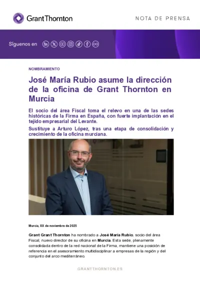 José María Rubio asume la dirección en Murcia