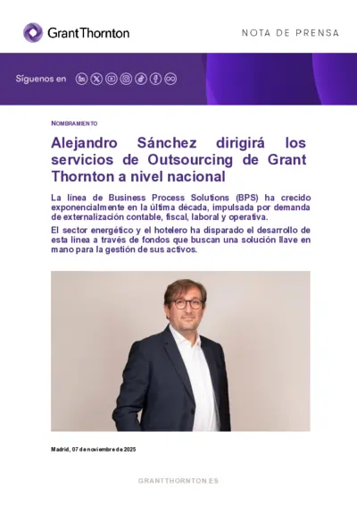 Alejandro Sánchez dirigirá los servicios de Outsourcing