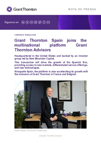 Grant Thornton Spain joins Grant Thornton Advisors