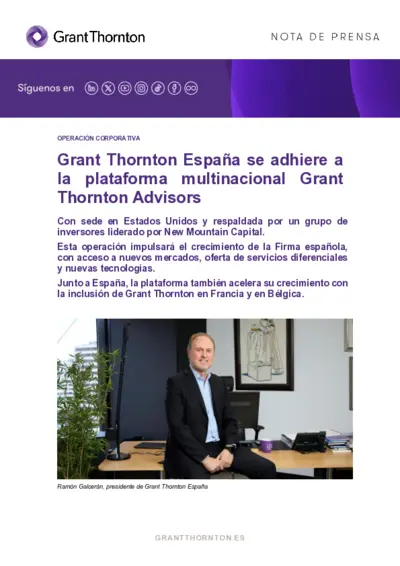 Grant Thornton España adherida a Grant Thornton Advisors