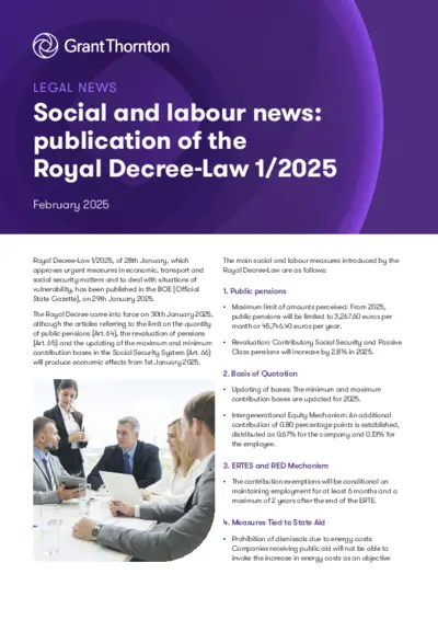 Publication of the Royal Decree-Law 1/2025