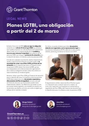 Planes LGTBI, una obligación a partir del 2 de marzo
