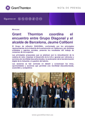 Grant Thornton coordina el encuentro entre Grupo Diagonal y el alcalde de Barcelona, Jaume Collboni