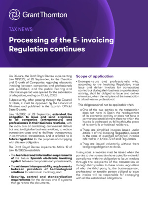 Processing of the E- invoicing Regulation continues
