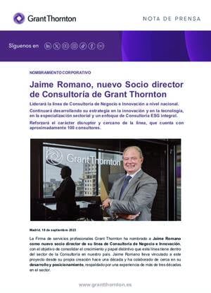 Jaime Romano, nuevo Socio director de Consultoría de Grant Thornton