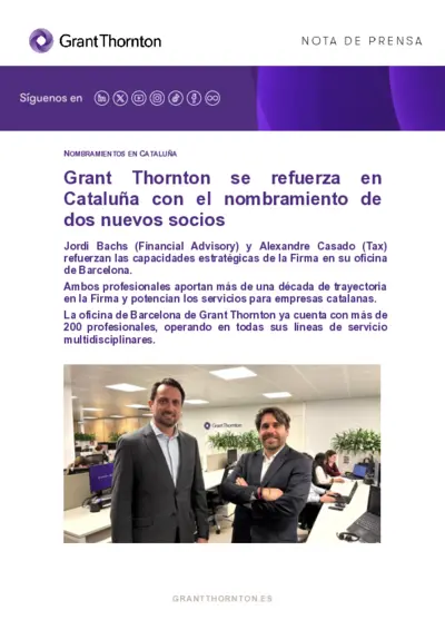 Grant Thornton se refuerza en Cataluña