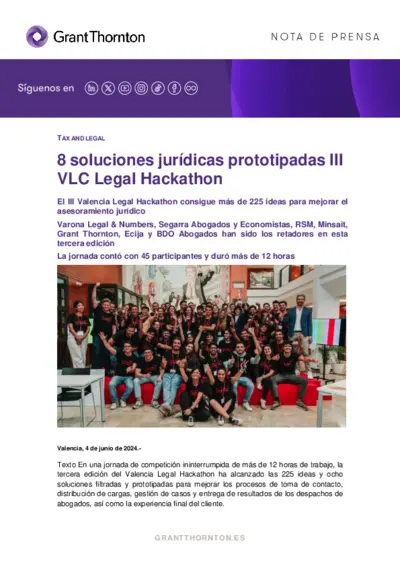 8 soluciones jurídicas prototipadas III VLC Legal Hackathon