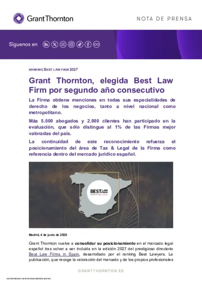 Grant Thornton, elegida Best Law Firm