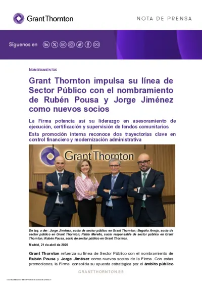Grant Thornton impulsa su línea de Sector Público.