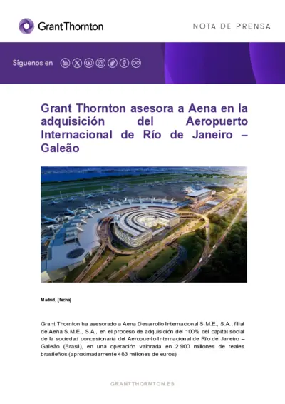 Grant Thornton asesora a Aena