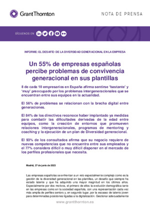 El 55% de empresas percibe problemas generacionales en sus plantillas