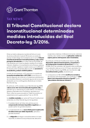 El Tribunal Constitucional declara inconstitucional determinadas medidas introducidas del Real Decreto-ley 3/2016