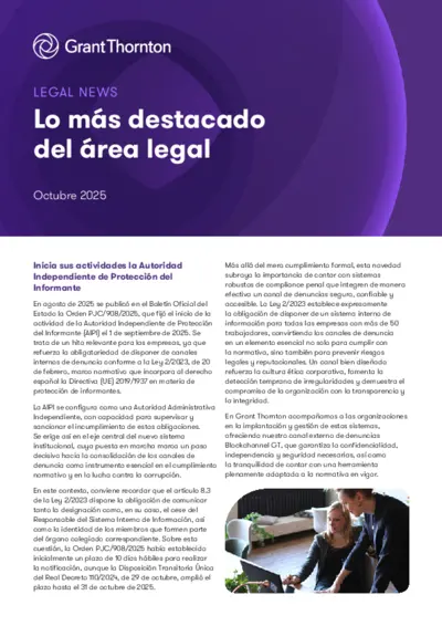 Lo más destacado del área legal