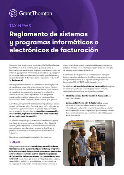 Reglamento de sistemas y programas informáticos o electrónicos de facturación