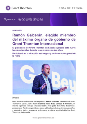 Ramón Galcerán, elegido miembro del máximo órgano de gobierno de Grant Thornton Internacional