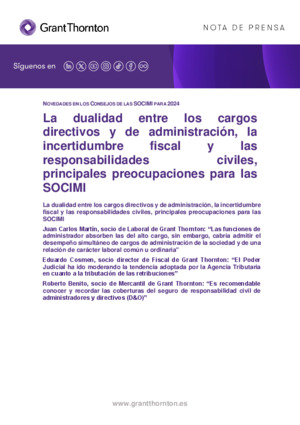 La dualidad entre los cargos directivos y de administración, la incertidumbre fiscal y las responsabilidades civiles, principales preocupaciones para las SOCIMI