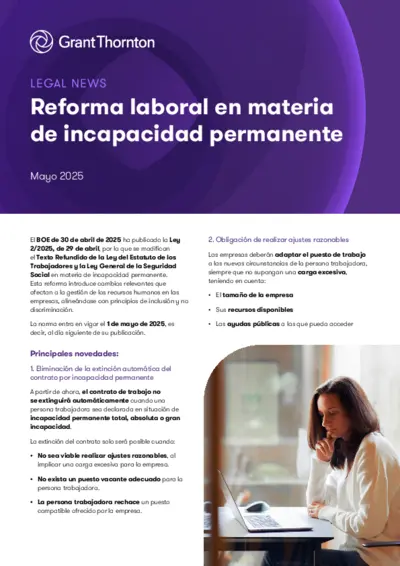 Reforma laboral en materia de incapacidad permanente