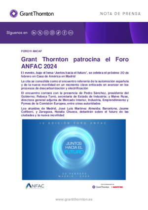 Grant Thornton patrocina el Foro ANFAC 2024